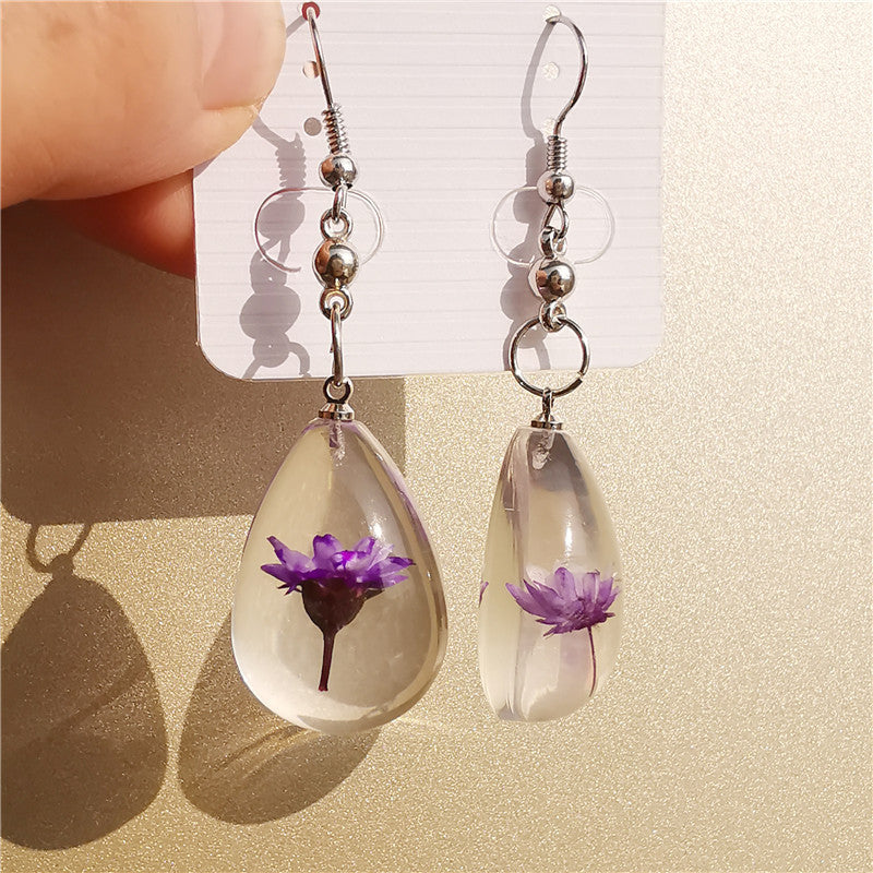 Wholesale 6pcs Handmade Glue-dried Flower Resin Earrings