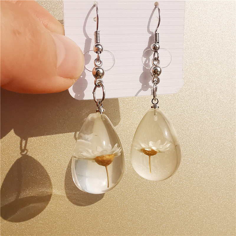 Wholesale 6pcs Handmade Glue-dried Flower Resin Earrings