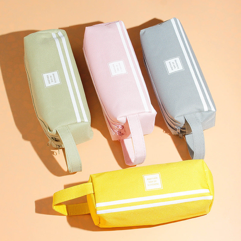 Wholesale Large Capacity Double Layer Canvas Pen Bags