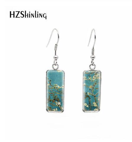 Wholesale Starry Sky Time Gemstone Rectangular Glass Earrings