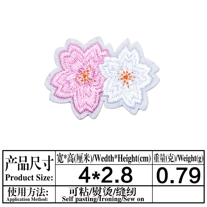 Wholesale 18Pcs Cloth Embroidered Patches Pink Flower Sew On Stickers For Clothing Fashion Accessory