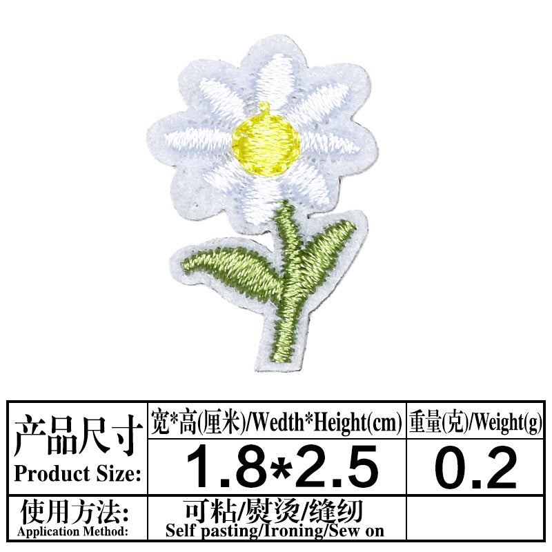 Wholesale 18Pcs Cloth Embroidered Patches Pink Flower Sew On Stickers For Clothing Fashion Accessory