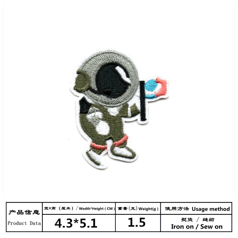Wholesale Cartoon Robot Dog Astronaut Satellite Embroidered Patches Decorative Clothing Accessory DIY Craft Supply For Resale