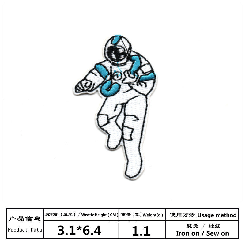 Wholesale Cartoon Robot Dog Astronaut Satellite Embroidered Patches Decorative Clothing Accessory DIY Craft Supply For Resale