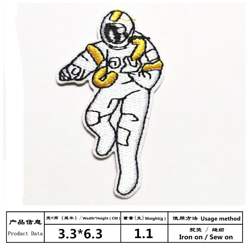 Wholesale Cartoon Robot Dog Astronaut Satellite Embroidered Patches Decorative Clothing Accessory DIY Craft Supply For Resale