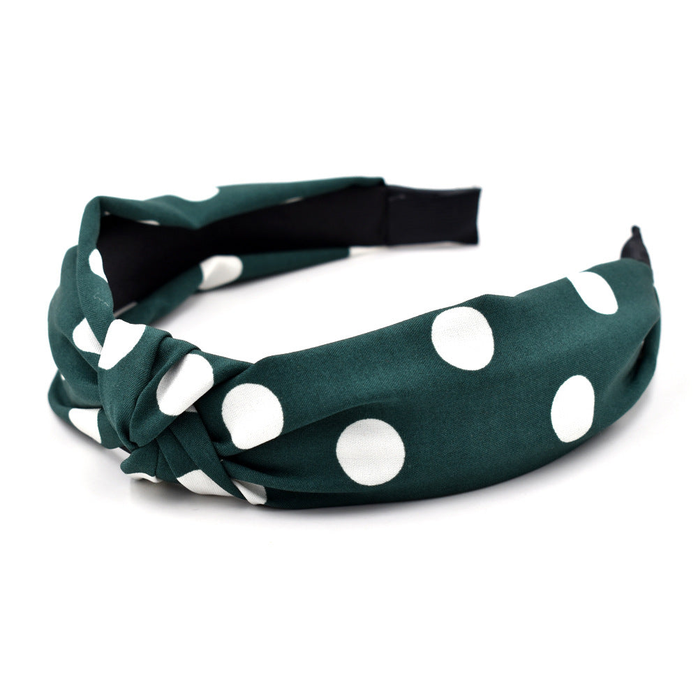 Wholesale Knotted Polka Dot Wide Fabric Headband