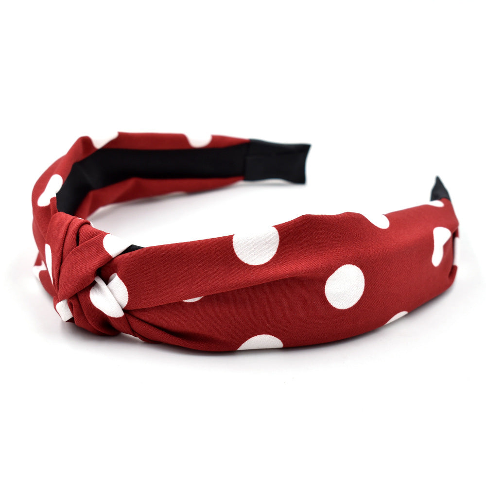 Wholesale Knotted Polka Dot Wide Fabric Headband