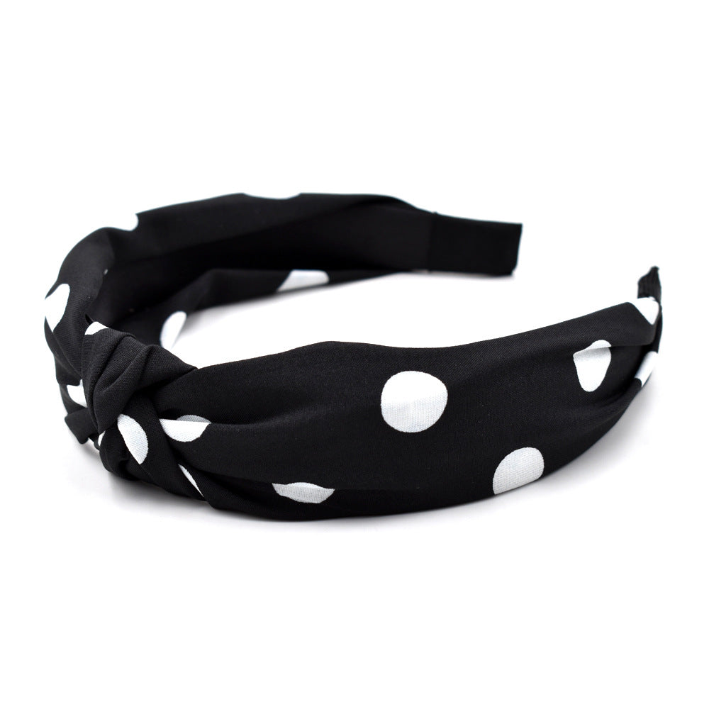 Wholesale Knotted Polka Dot Wide Fabric Headband
