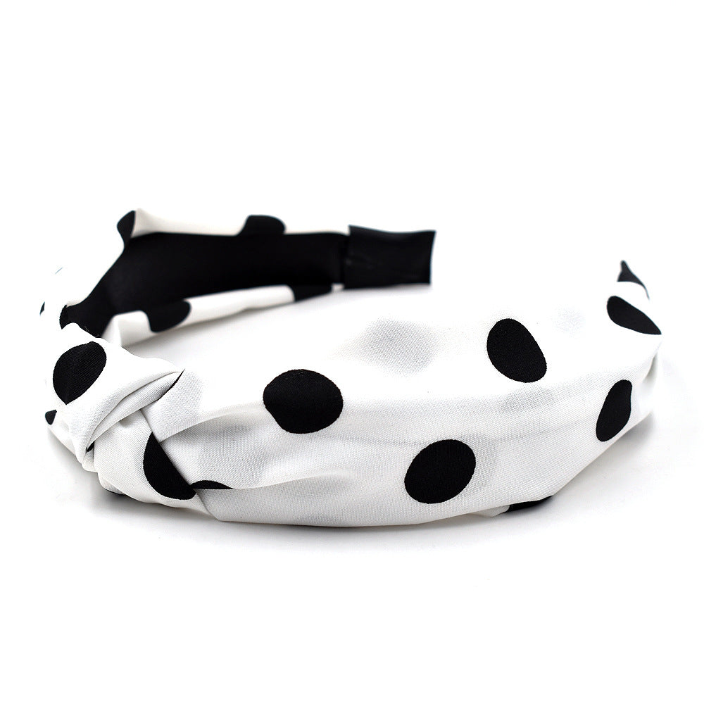 Wholesale Knotted Polka Dot Wide Fabric Headband