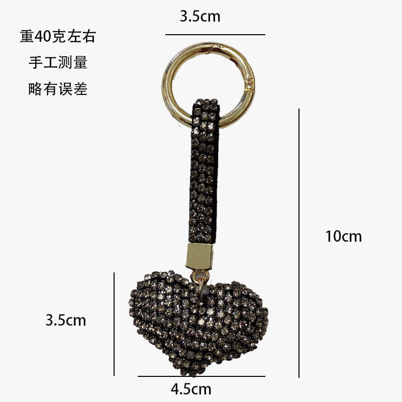 Wholesale creative high-grade rhinestone heart car keychain accessories diamond rope bag pendant