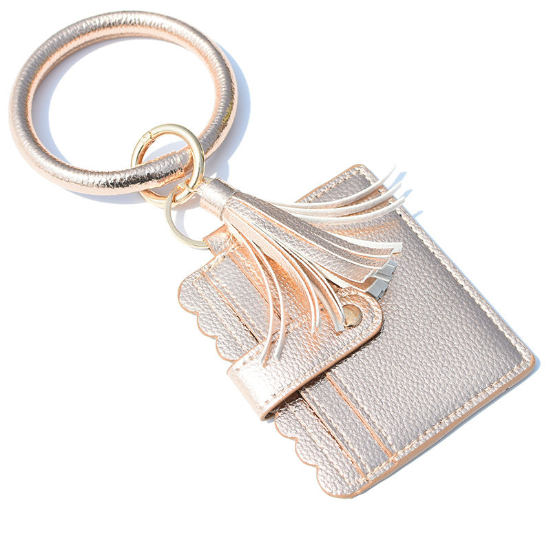 Wholesale Fashion Leopard Print PU Leather Tassel Coin Purse Keychain