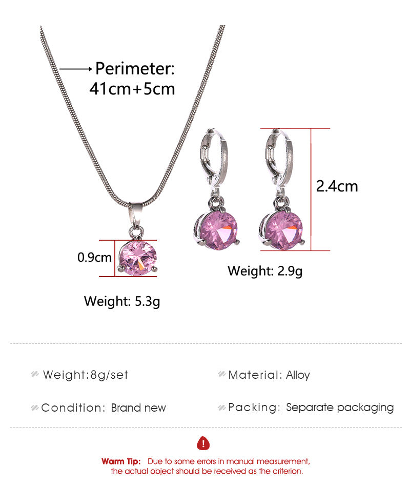 Wholesale Round Multicolor Zircon Necklace and Earring Jewelry Set