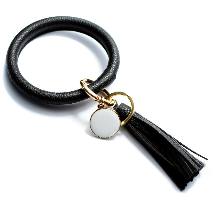 Wholesale Tie-dyed Bee Chrysanthemum Flag Simple Pu Leather Bracelet Keychain