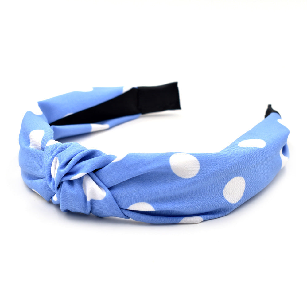 Wholesale Knotted Polka Dot Wide Fabric Headband