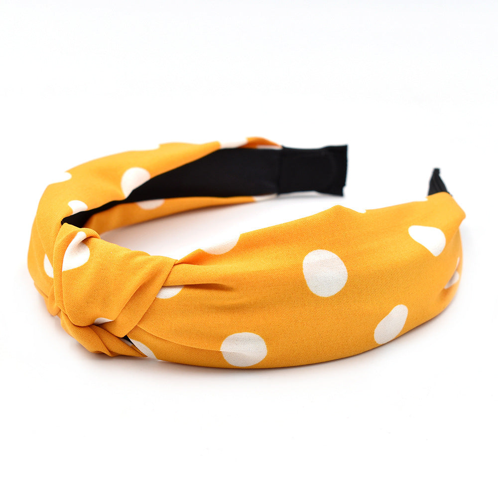 Wholesale Knotted Polka Dot Wide Fabric Headband