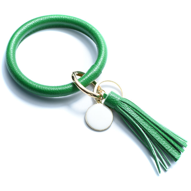 WholesalePU Leather Tassel Bracelet Keychain