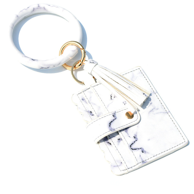 Wholesale Fashion Leopard Print PU Leather Tassel Coin Purse Keychain