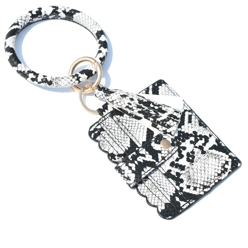 Wholesale Fashion Leopard Print PU Leather Tassel Coin Purse Keychain