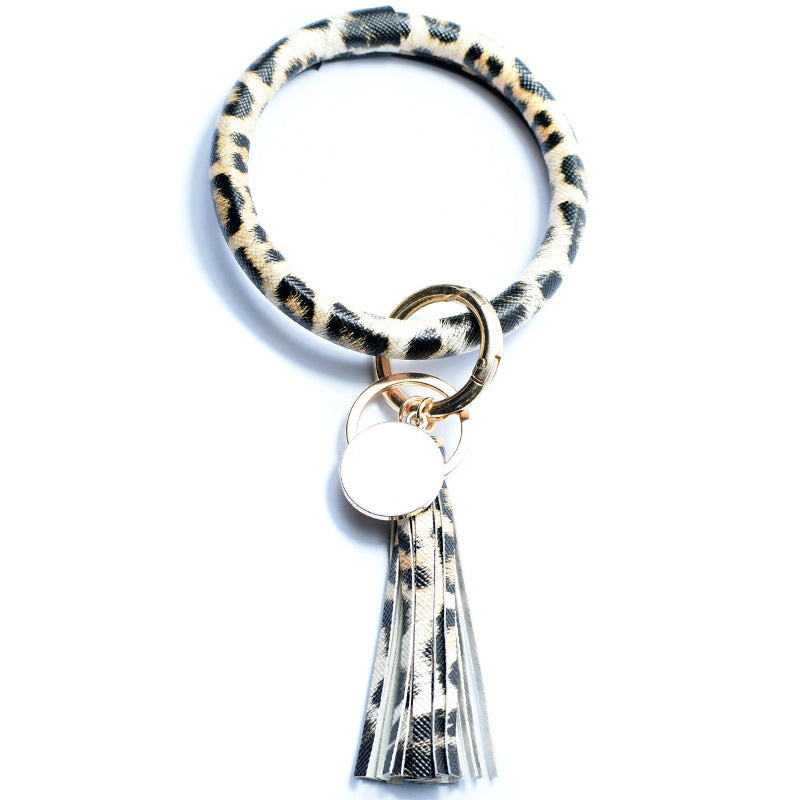 Wholesale Leather Bracelet PU Leather Bracelet Keychain Tassel Pendant Bracelet