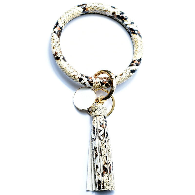 Wholesale Leather Bracelet PU Leather Bracelet Keychain Tassel Pendant Bracelet