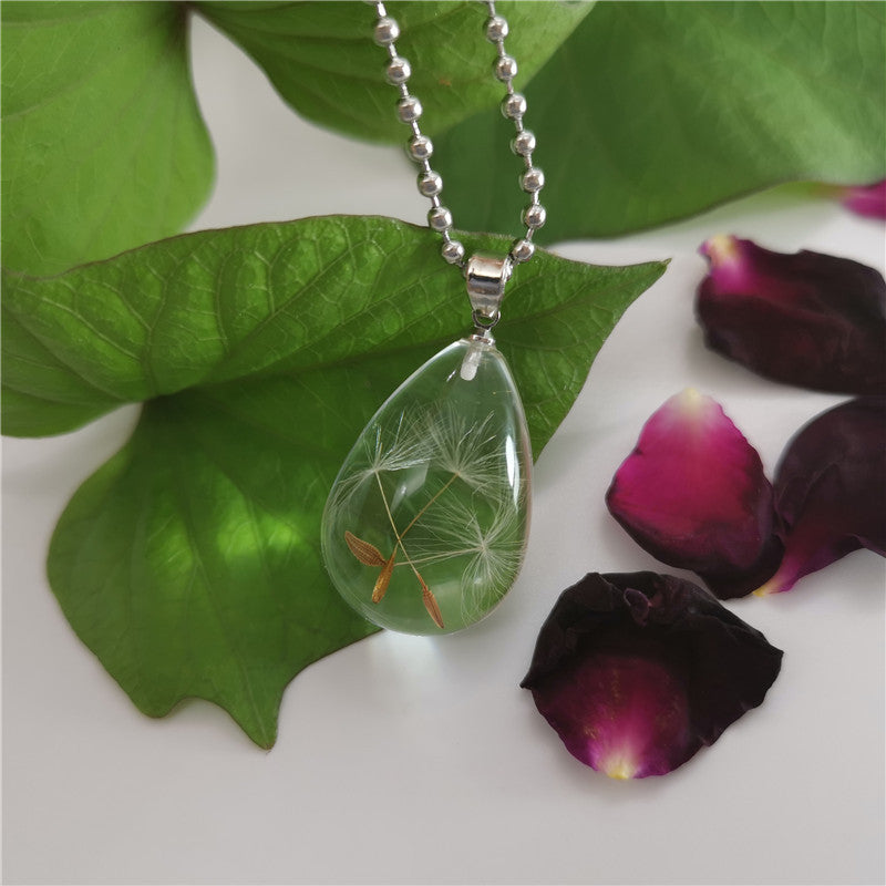 Wholesale 12pcs Handmade Pressed Flower Dandelion Resin Necklace