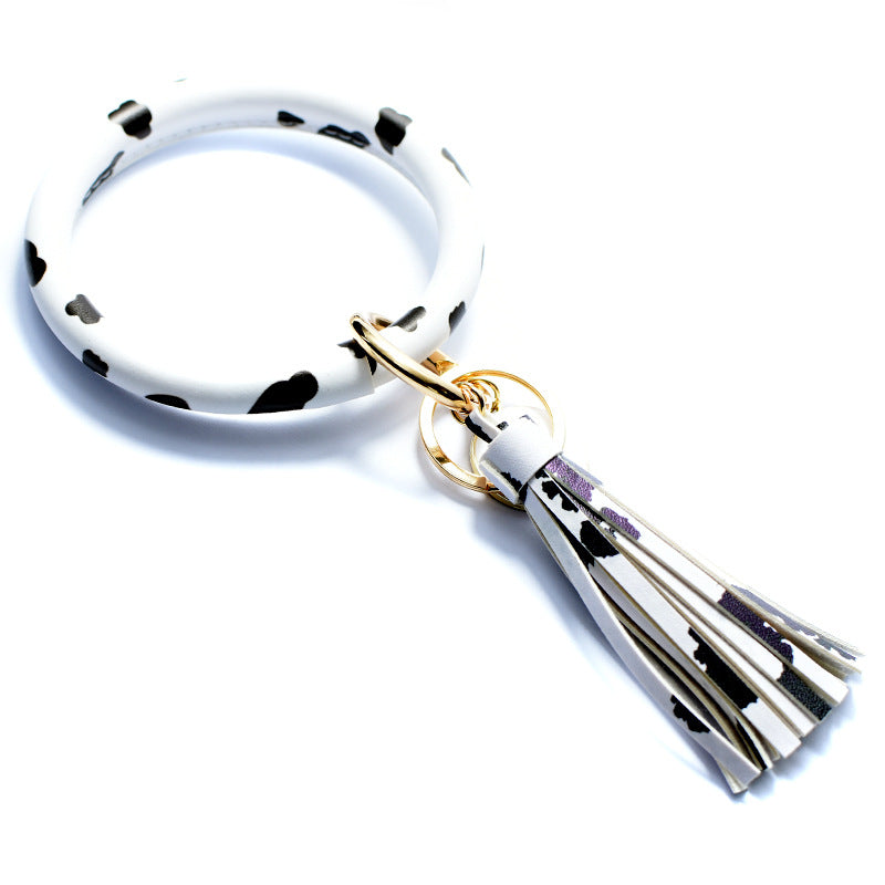 Wholesale Tie-dyed Bee Chrysanthemum Flag Simple Pu Leather Bracelet Keychain