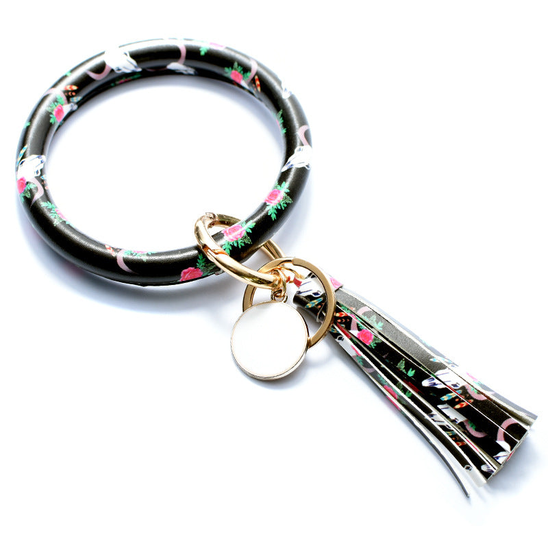 Wholesale Christmas Leaves Snowflakes Wind Chimes PU Bracelet Keychain