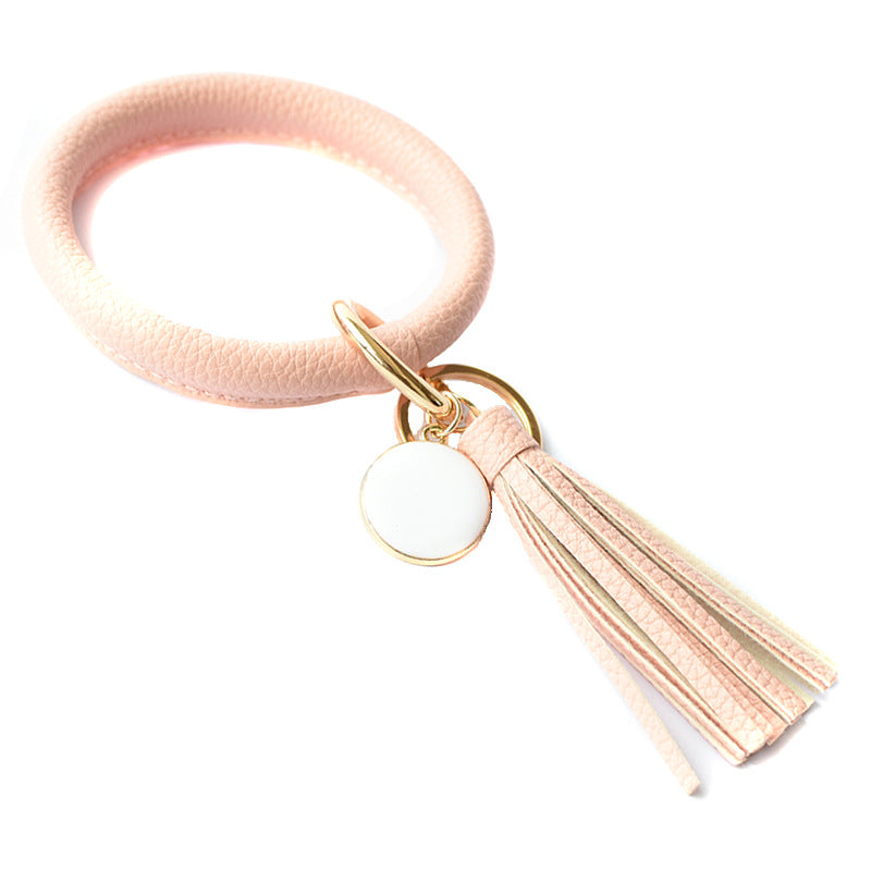 Wholesale Christmas Leaves Snowflakes Wind Chimes PU Bracelet Keychain