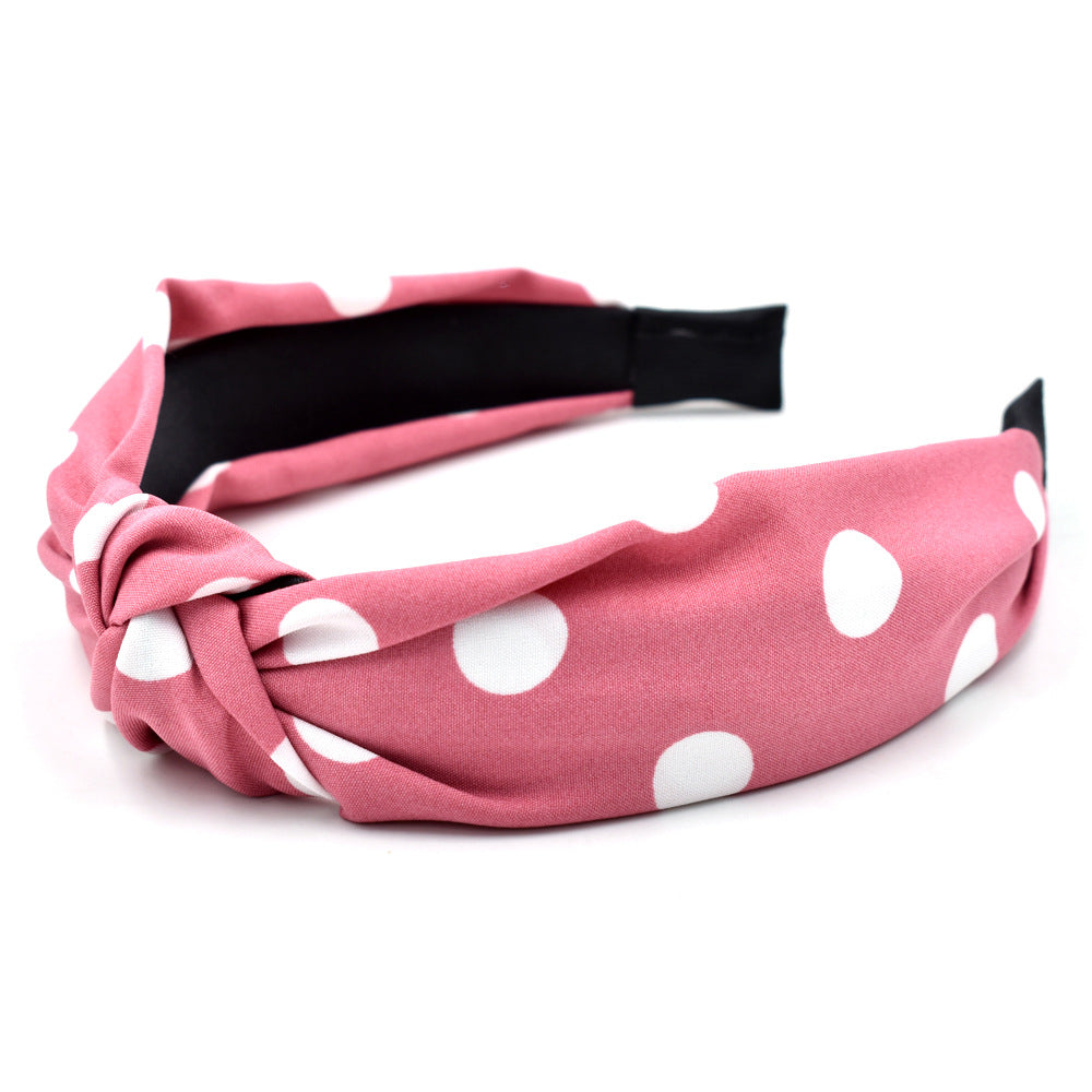 Wholesale Knotted Polka Dot Wide Fabric Headband