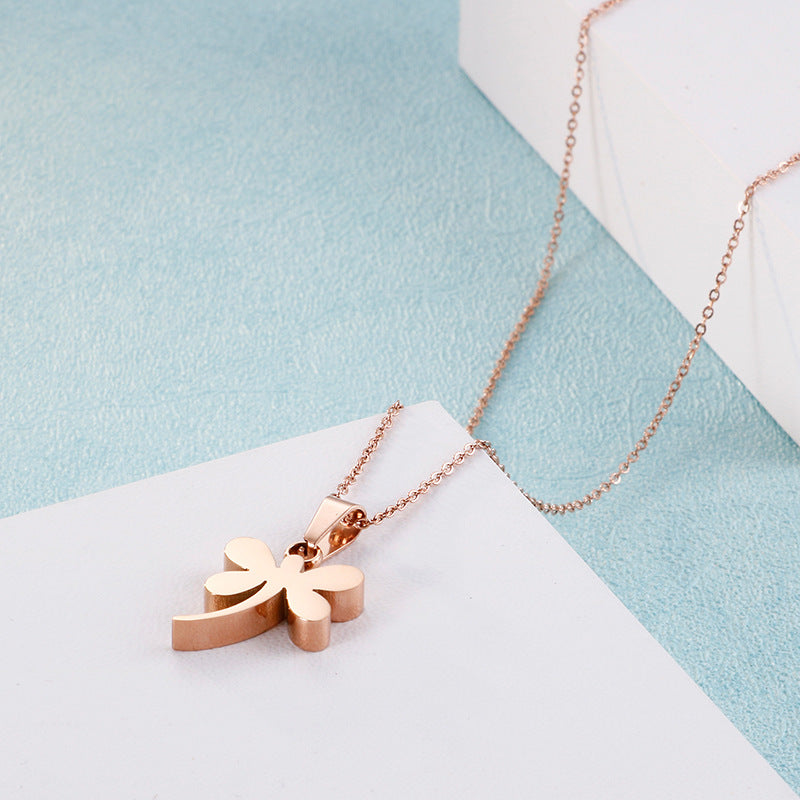 Wholesale Titanium Steel Dragonfly Pendant Necklace