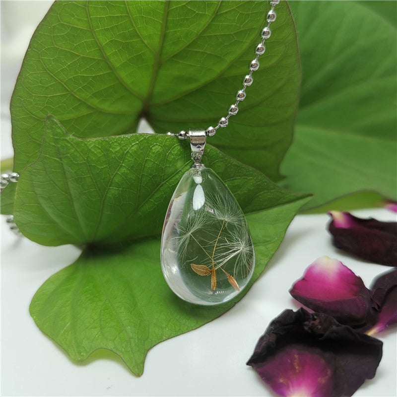 Wholesale 12pcs Handmade Pressed Flower Dandelion Resin Necklace