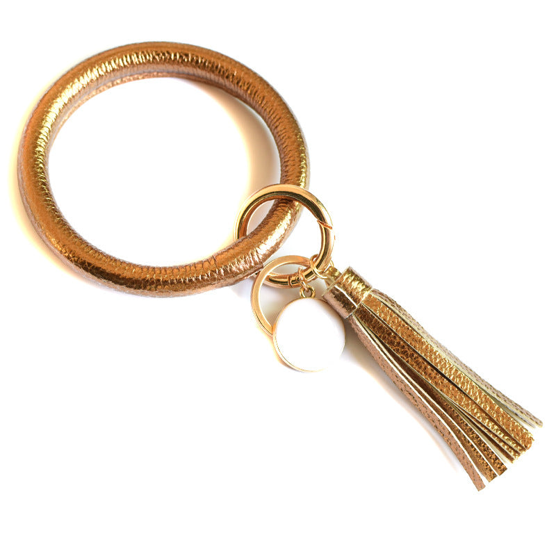 Wholesale Christmas Leaves Snowflakes Wind Chimes PU Bracelet Keychain