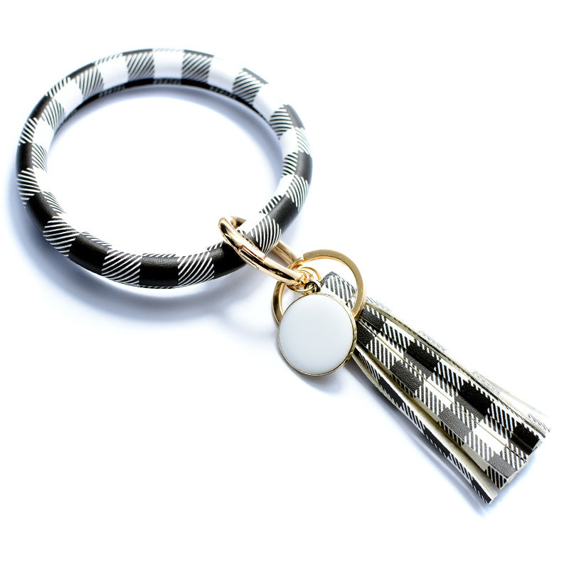 WholesalePU Leather Tassel Bracelet Keychain