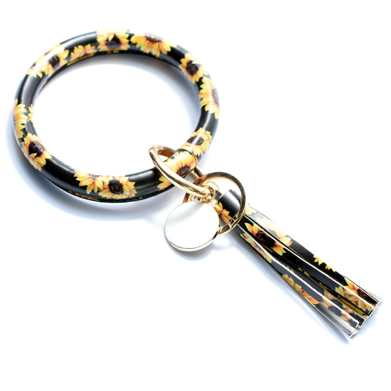 Wholesale Christmas Leaves Snowflakes Wind Chimes PU Bracelet Keychain