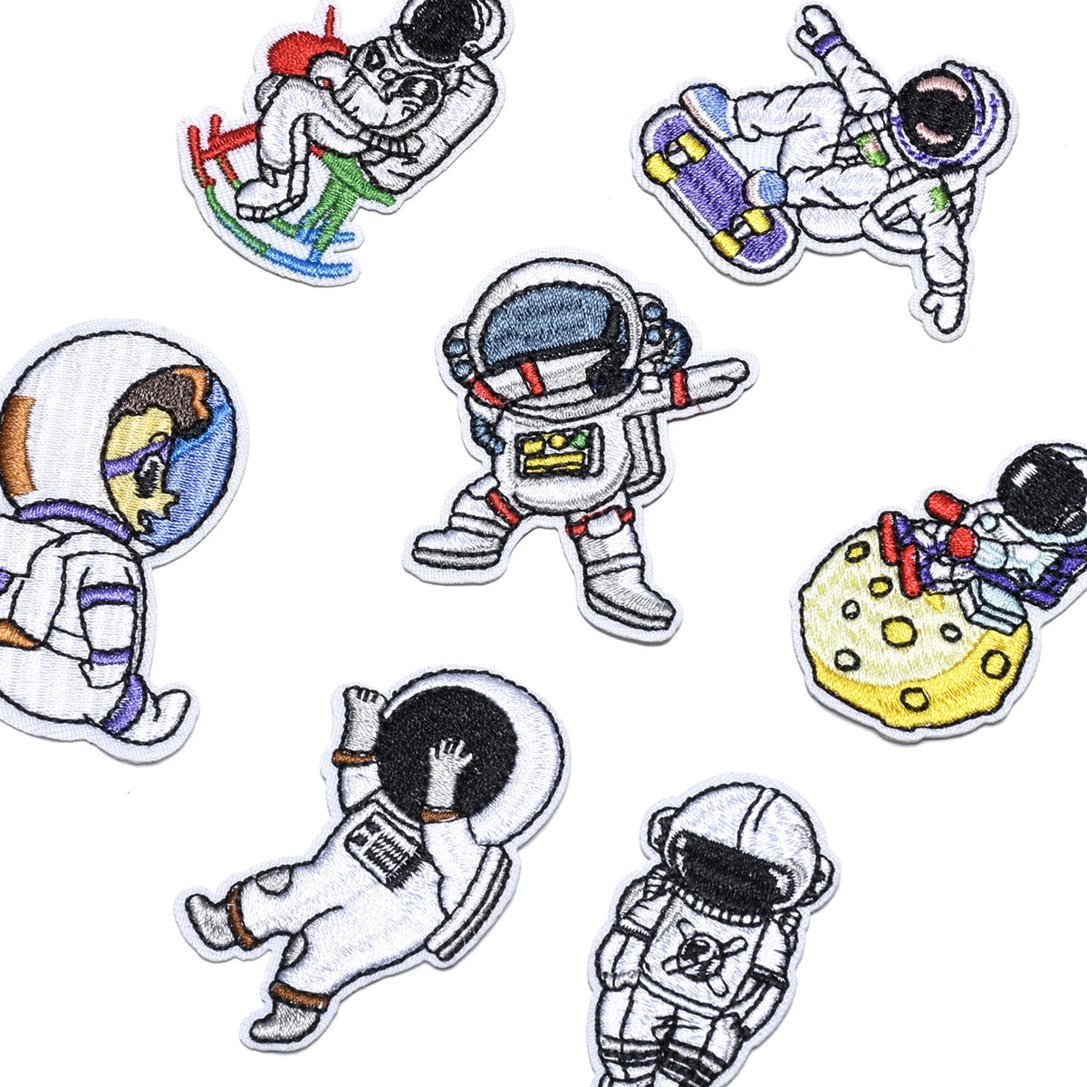 Wholesale Trendy Embroidered Space Patches 7 Styles Astronaut Rocket Cloth Badges For Clothing DIY Gift