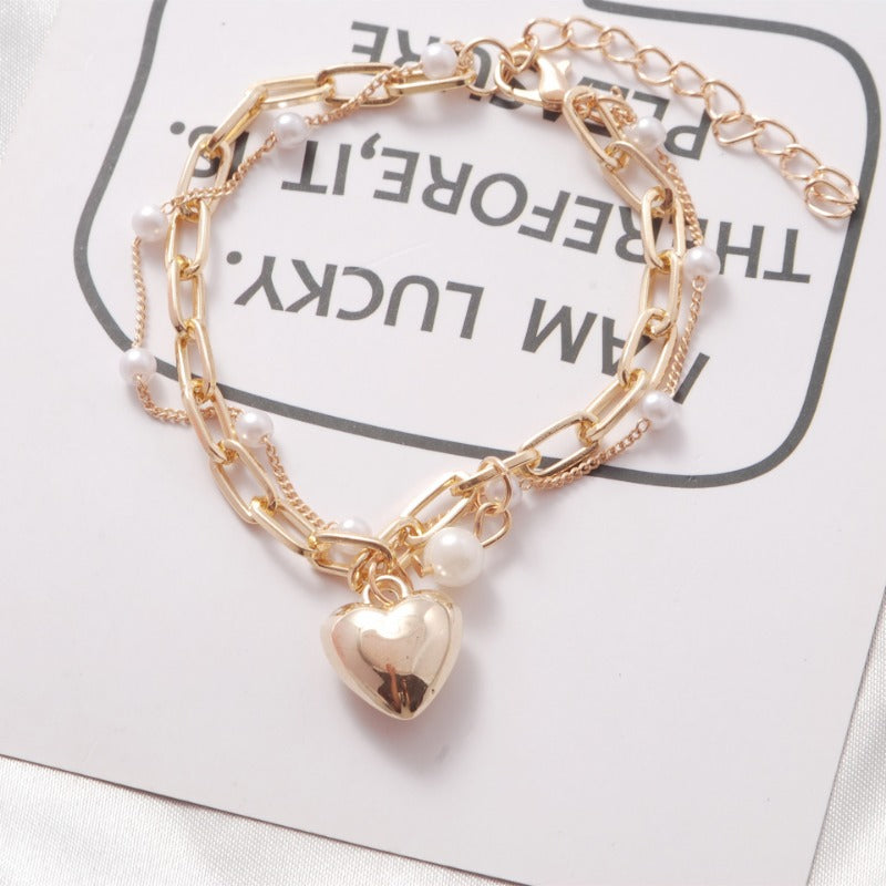 Wholesale Love Pearl Double Layer Bracelet