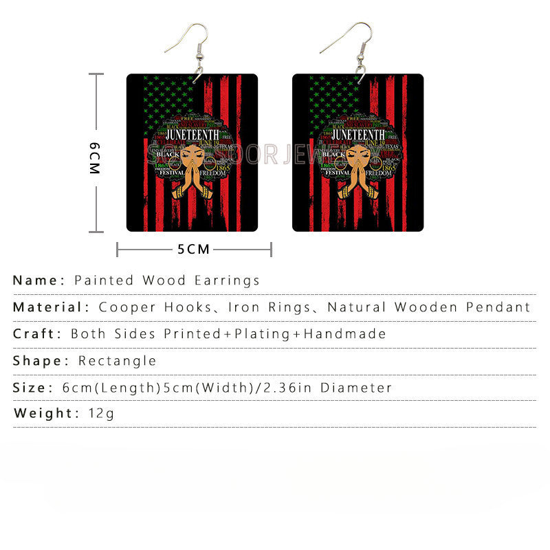 Wholesale Rectangular Exaggerated Wood Earrings