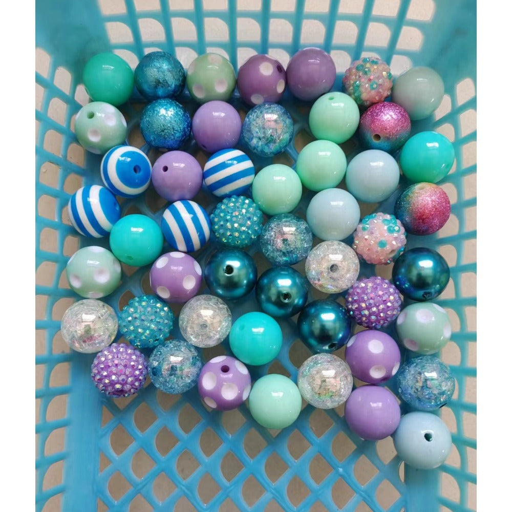 Wholesale 50pcs 20mm Acrylic Blue Series Assorted Mixed Color Beads