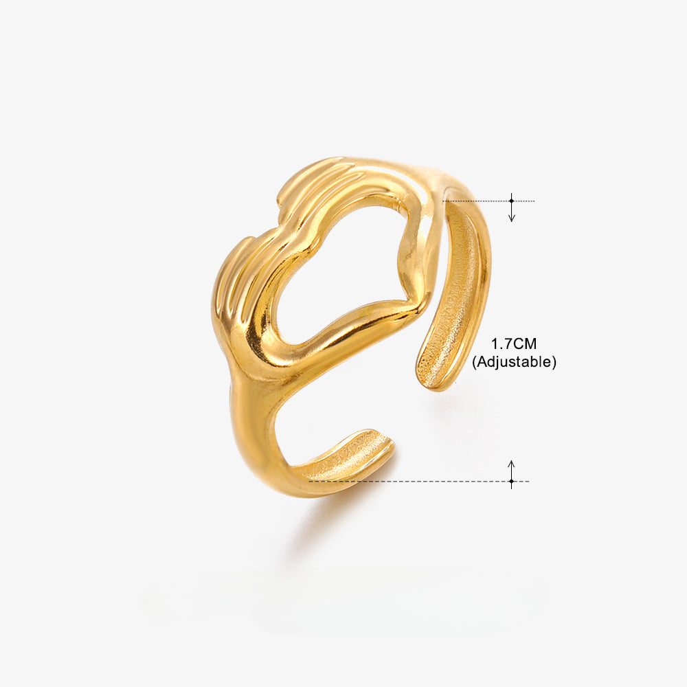 Wholesale Geometric Stainless Steel 18K Gold Plated Irregular Ring