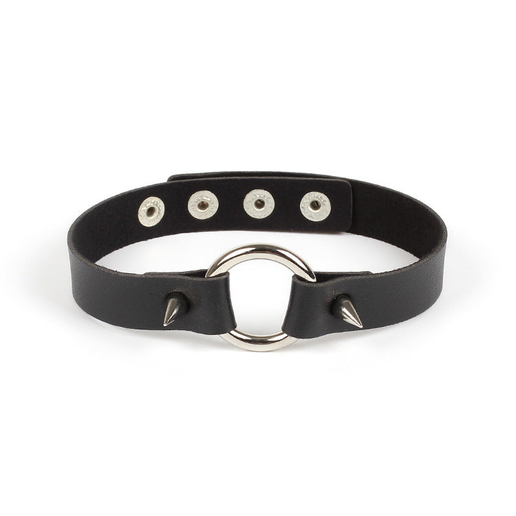 Wholesale Black Punk Choke Geometric Heart Leather Collar