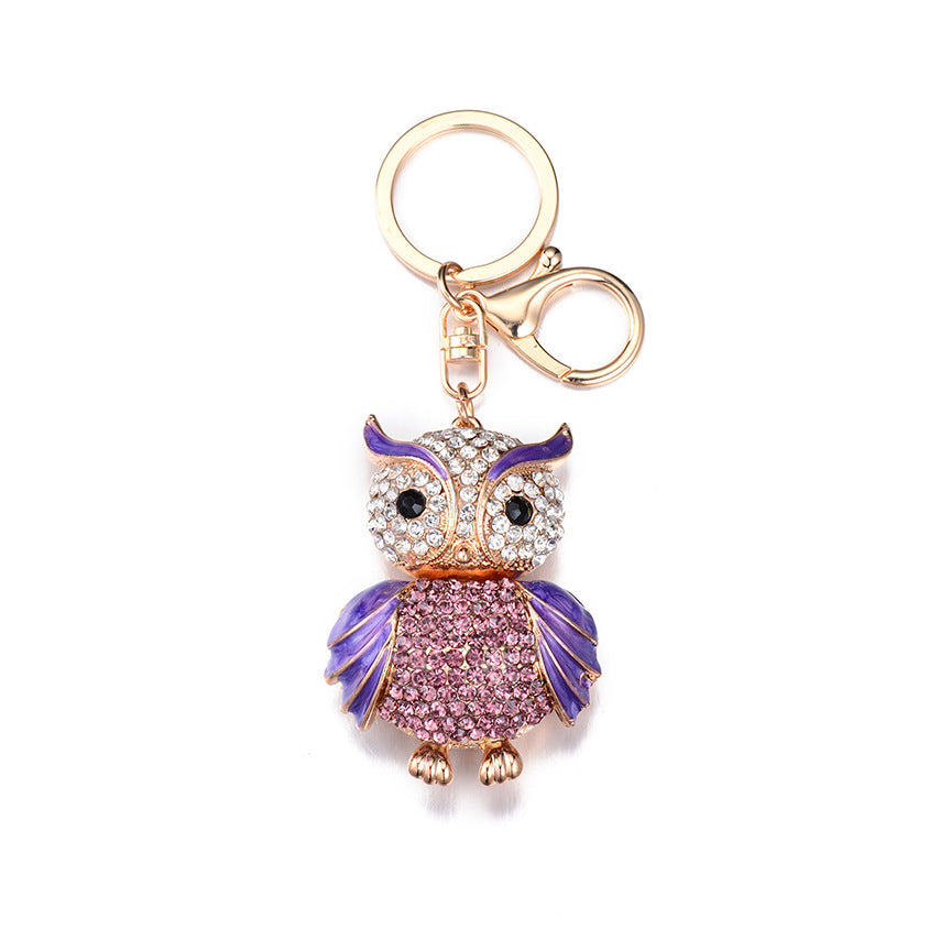 Wholesale Owl Rhinestone Metal Keychains
