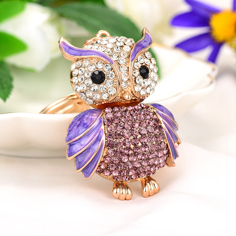 Wholesale Owl Rhinestone Metal Keychains
