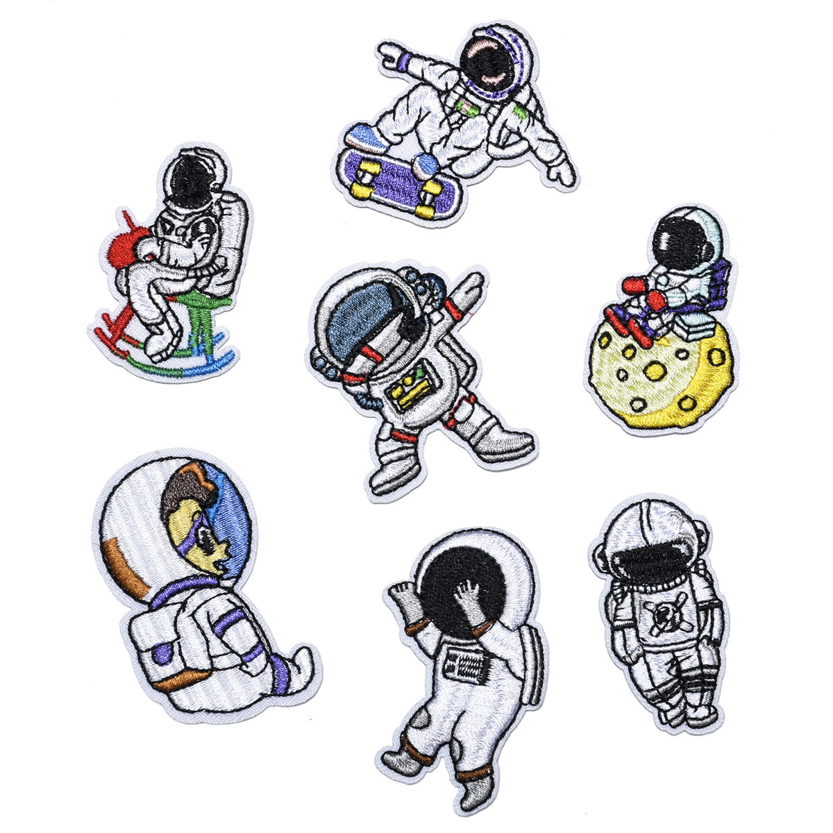 Wholesale Trendy Embroidered Space Patches 7 Styles Astronaut Rocket Cloth Badges For Clothing DIY Gift