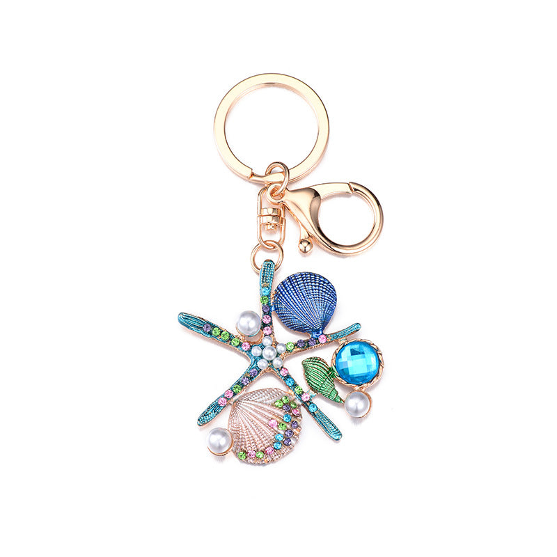 Wholesale Seashell Sea Wind Starfish Pendant Alloy Keychains