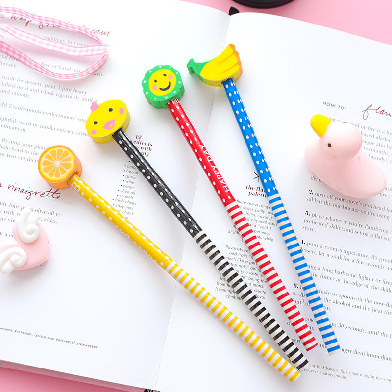Wholesale Cute Cartoon Animal Eraser Wooden Pencil