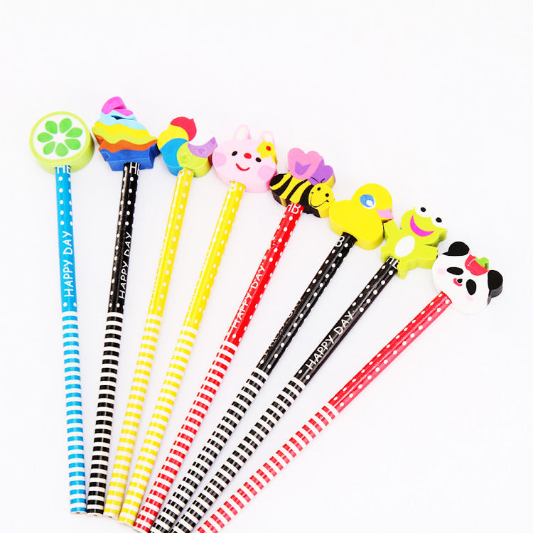 Wholesale Cute Cartoon Animal Eraser Wooden Pencil