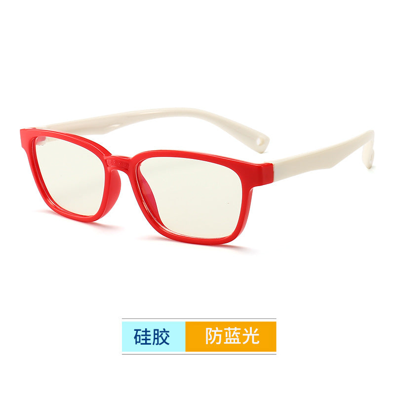 Gafas de silicona anti-azules de los niños al por mayor Mirror plano de marco suave