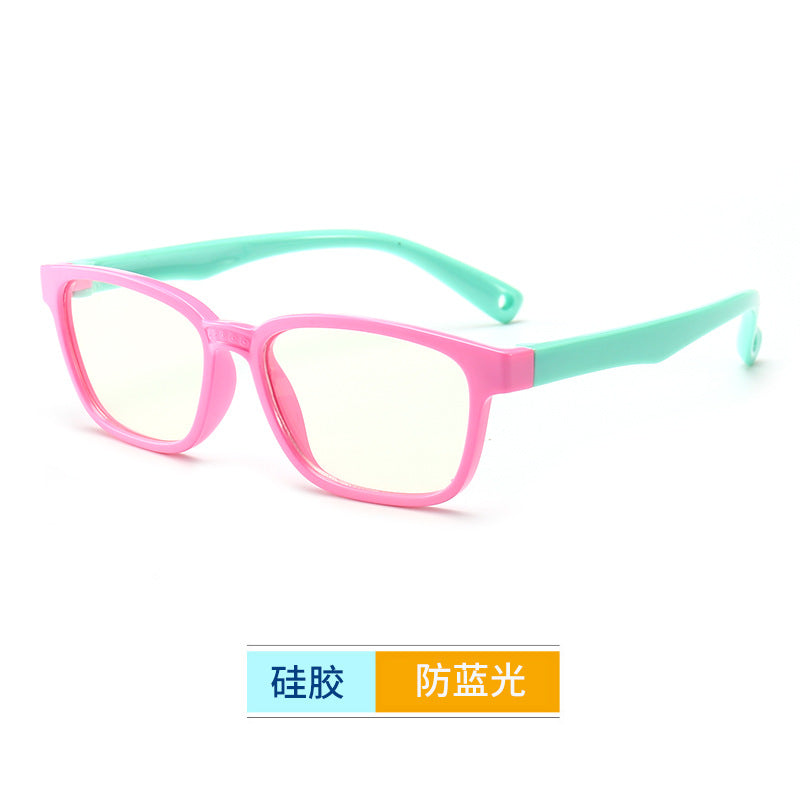 Gafas de silicona anti-azules de los niños al por mayor Mirror plano de marco suave