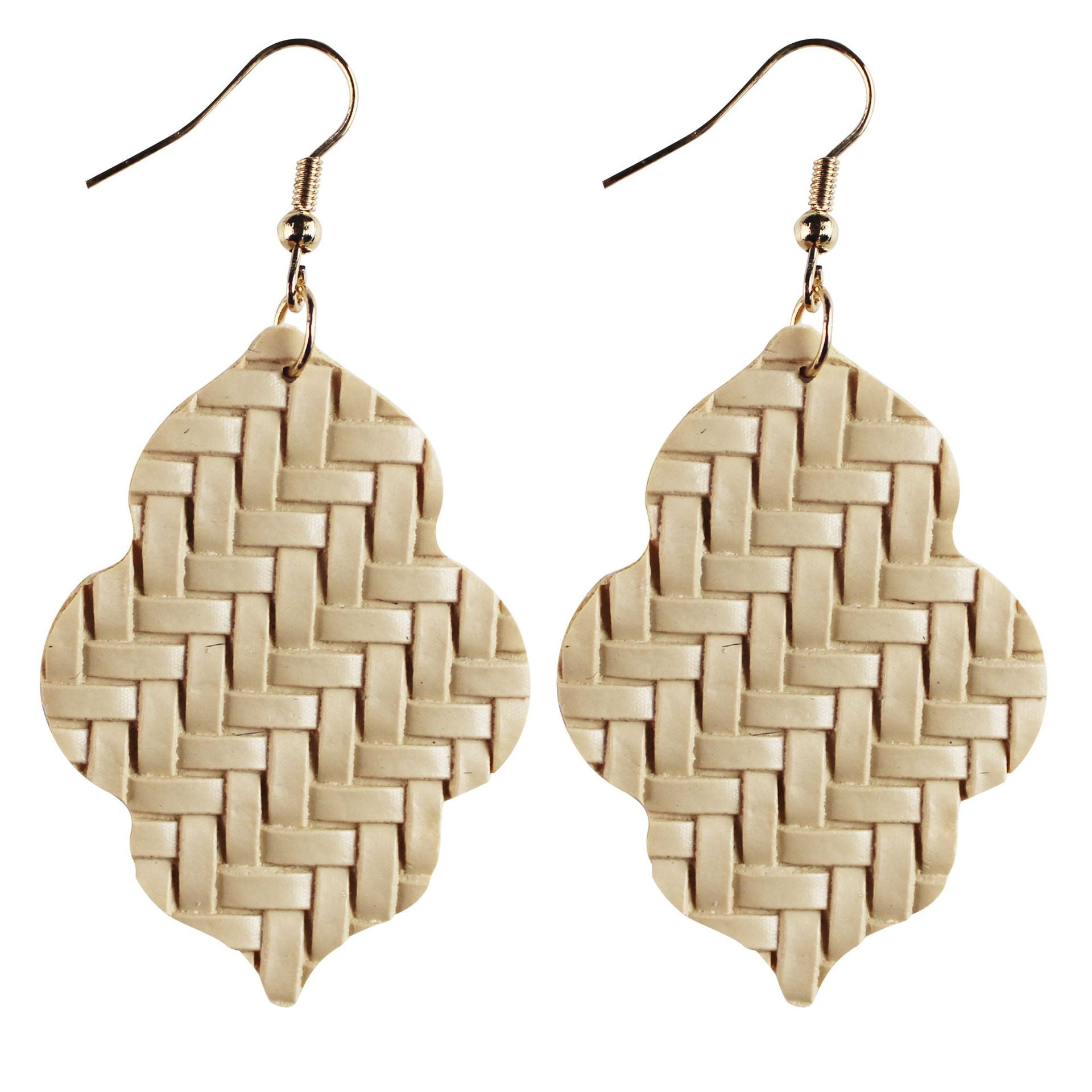 Wholesale Baroque Style Double Sided Printed Leather Flower Earrings