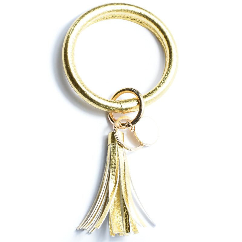 Wholesale Christmas Leaves Snowflakes Wind Chimes PU Bracelet Keychain